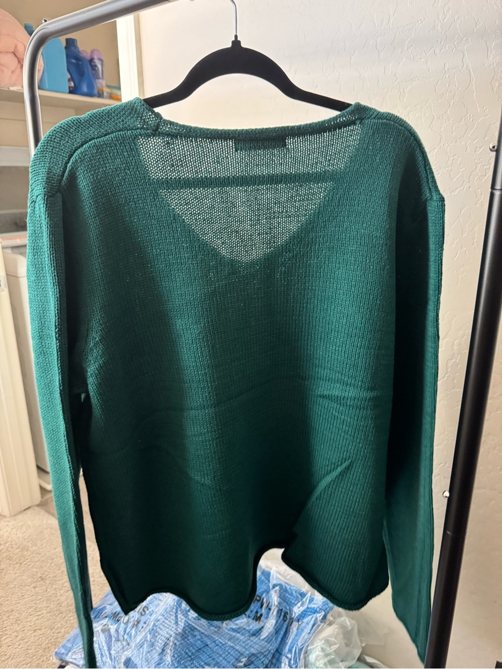 Women’s Lightweight V‑Neck Sweater in Deep Green by Zenana Large